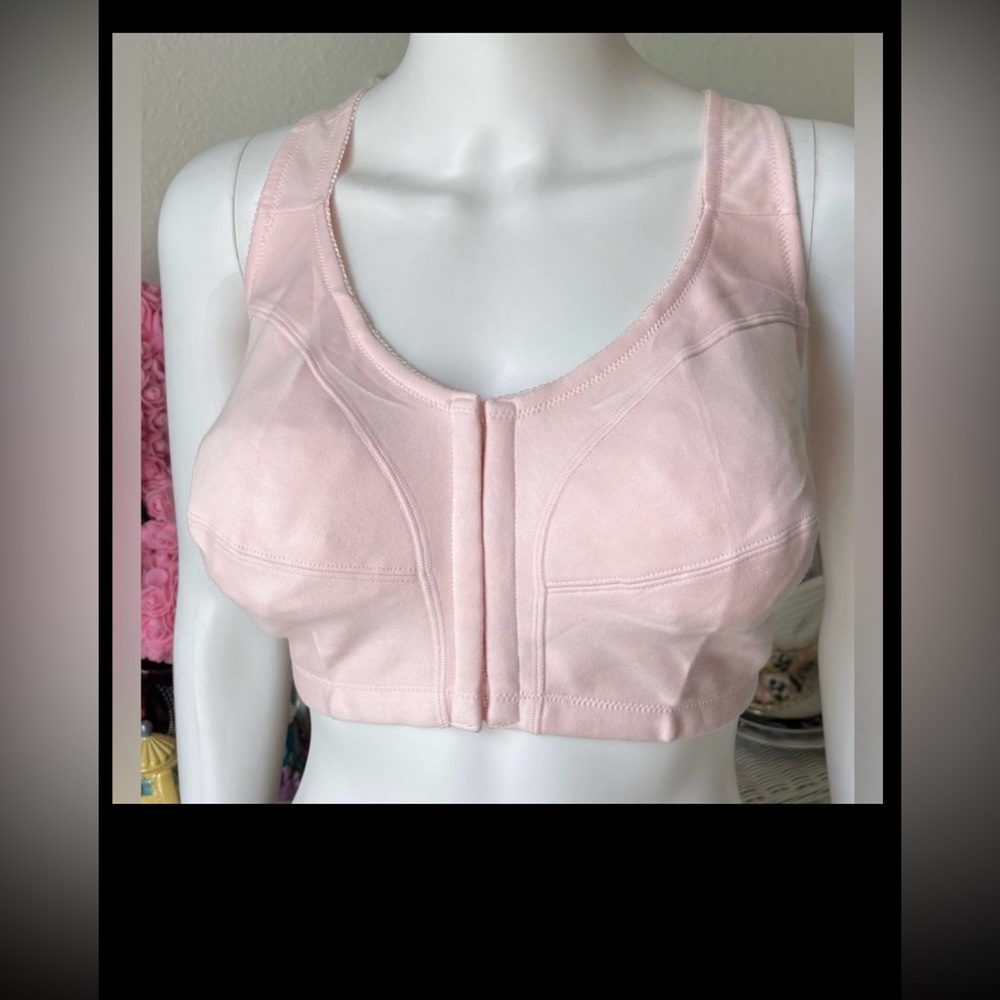 ComfortChoice Front Hook Wireless Bra Cotton Non Padded in pink Size 40DDD NWT